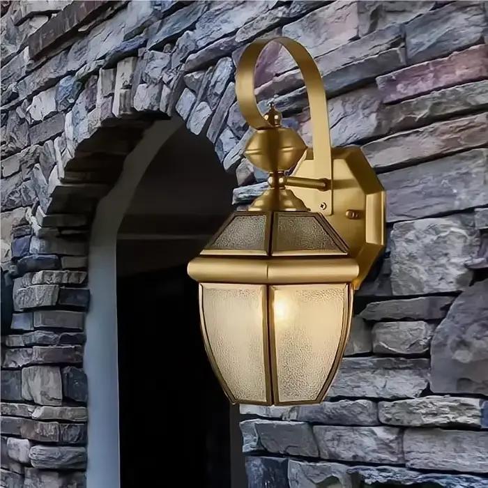 Applique Murale LED Extérieure en Cuivre, Moderne, Européen, Étanche, Laiton, Porche, Villa, Cour, délégations, Couloir