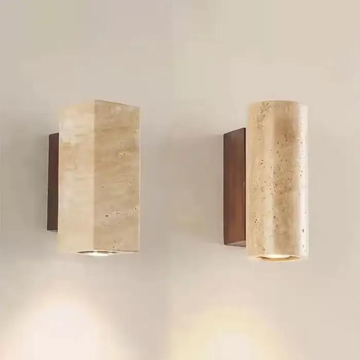 Wabi Sabi jaune marbre applique Led chevet japon chambre salon applique murale travertin escalier couloir décor applique