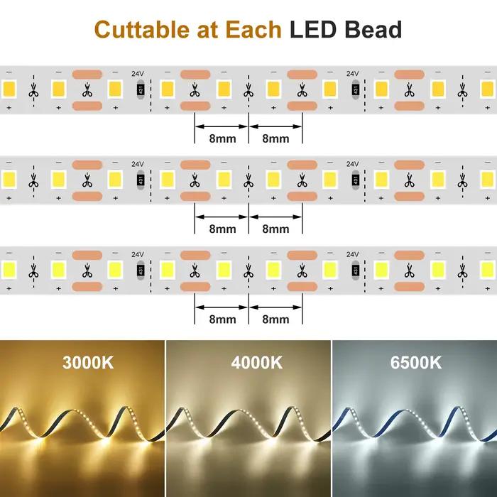 Bande LED 12V 24V 2835 5M 10M/rouleau 120LED s/m 180LED s/m
