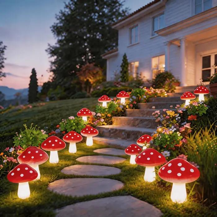 Lampes solaires en forme de champignon 10/20 LED pour la décoration extérieure du jardin