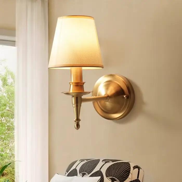 Applique Murale Américaine Entièrement en Cuivre, Lumière Miroir Moderne, Applique Murale LED pour la Décoration Intérieure, Salon, Chambre à Coucher, Applique Industrielle, Alicante