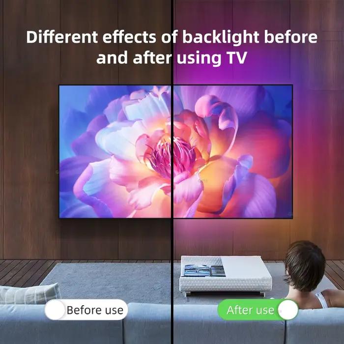 Boîte de synchronisation d'écran intelligente AI, bande LED d'ambiance, TV, moniteur PC, rétro-éclairage, HDMI 2.0, 4K, lumières de musique de jeu, WIFI, Alexa, Assistant Google