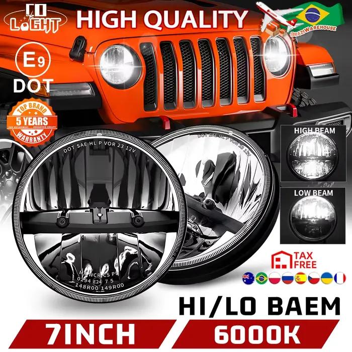 CO LIGHT – phare LED pour motos, 7 pouces, lampe haute et basse, pour Harley Davidsion Yamaha Jeep JK Chevy Ford Hummer 12V 24V