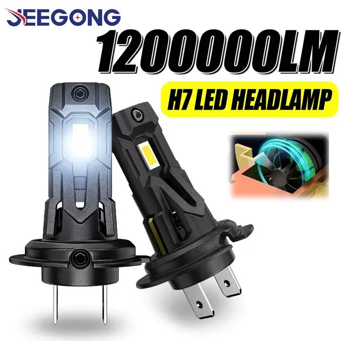 Ampoules LED H7 CANBUS pour voiture, 1200000LM, phare LED super puissant, sans fil, plug and play, 6000K, avec ventilateur de refroidissement rapide, phare H7
