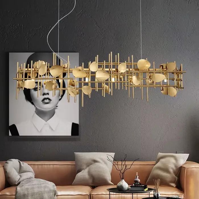 Lustre G9 LED Art Déco en chrome doré, design 2026, suspension luminaire pour salle à manger, îlot de cuisine