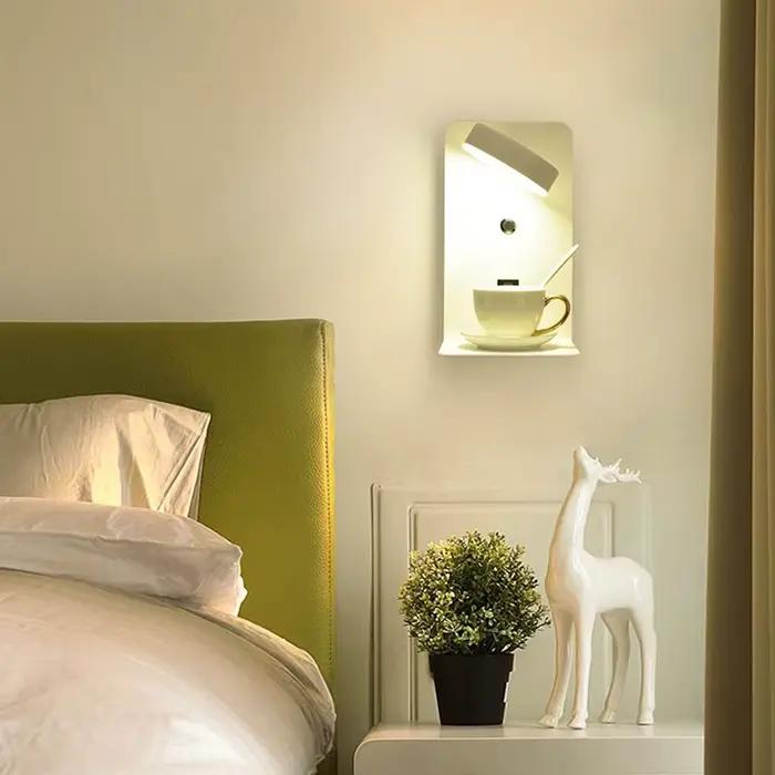 Mur LED lampe avec interrupteur et Port de chargement USB moderne 9W noir blanc allée chambre chevet Art éclairage décoration appliques murales