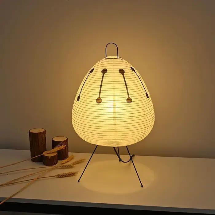 Style japonais trépied riz papier lampes de Table pour chambre Akari Noguchi Yong lanterne lampe Led lampe de bureau chevet salon décor