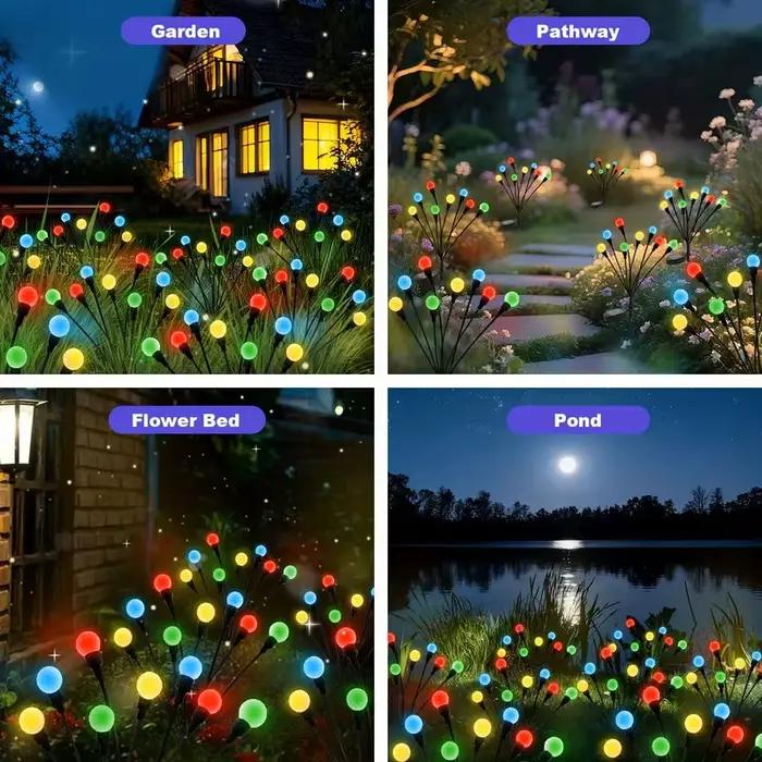 Lampes solaires en forme de luciole, 4 pièces, décoration de jardin extérieure, étanches, qui dansent au vent, pour Patio, chemin, balcon