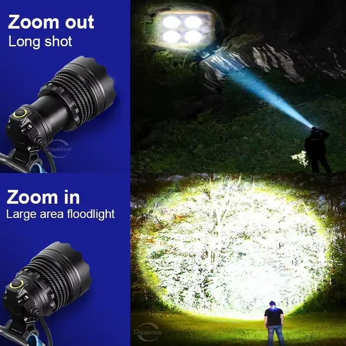 Nouvelle Lampe Frontale LED Laser Blanche Haute Puissance 2026, Tactique, Étanche, Super Lumineuse, avec Zoom, pour Camping, Travail, Chasse en Extérieur
