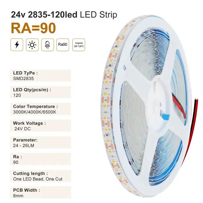 Bande LED 12V 24V 2835 5M 10M/rouleau 120LED s/m 180LED s/m