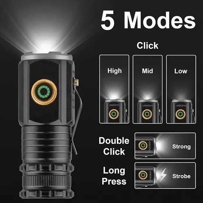 Mini lampe de poche LED puissante, torche de poche en aluminium Super brillante, Rechargeable, étanche, pour randonnée, Camping, Flash avec aimant
