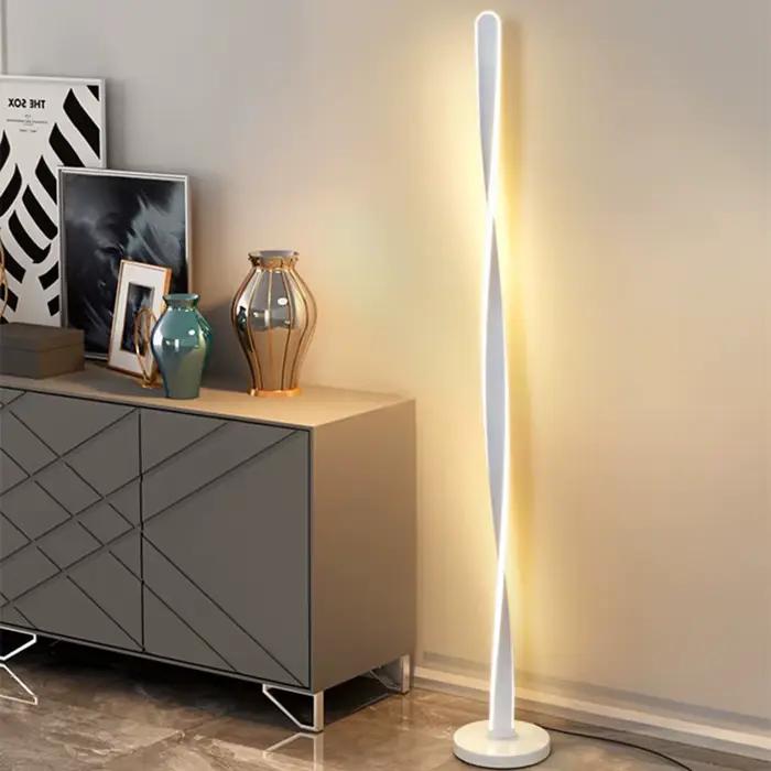 Lampe autoportante en spirale blanche, design moderne, longue ligne, luminaire décoratif d'intérieur, idéal pour un salon, une chambre à coucher, un bureau ou un canapé