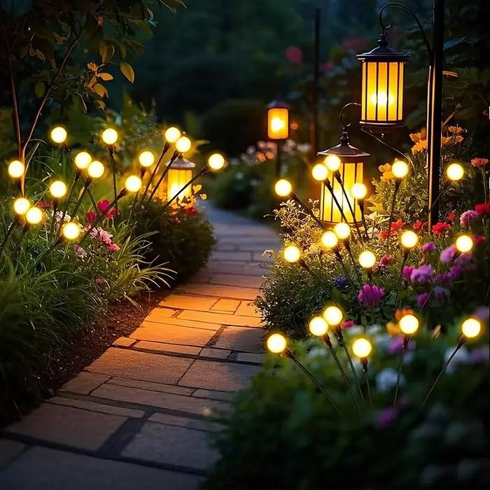 Lampes solaires en forme de luciole, 4 pièces, décoration de jardin extérieure, étanches, qui dansent au vent, pour Patio, chemin, balcon