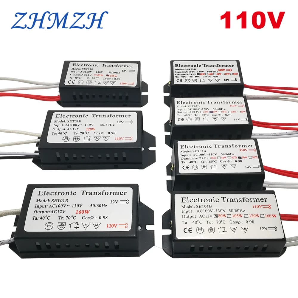 Transformateur électronique 60W 120w 160W AC110V-130V à AC 12V, alimentation électrique pour lampe h