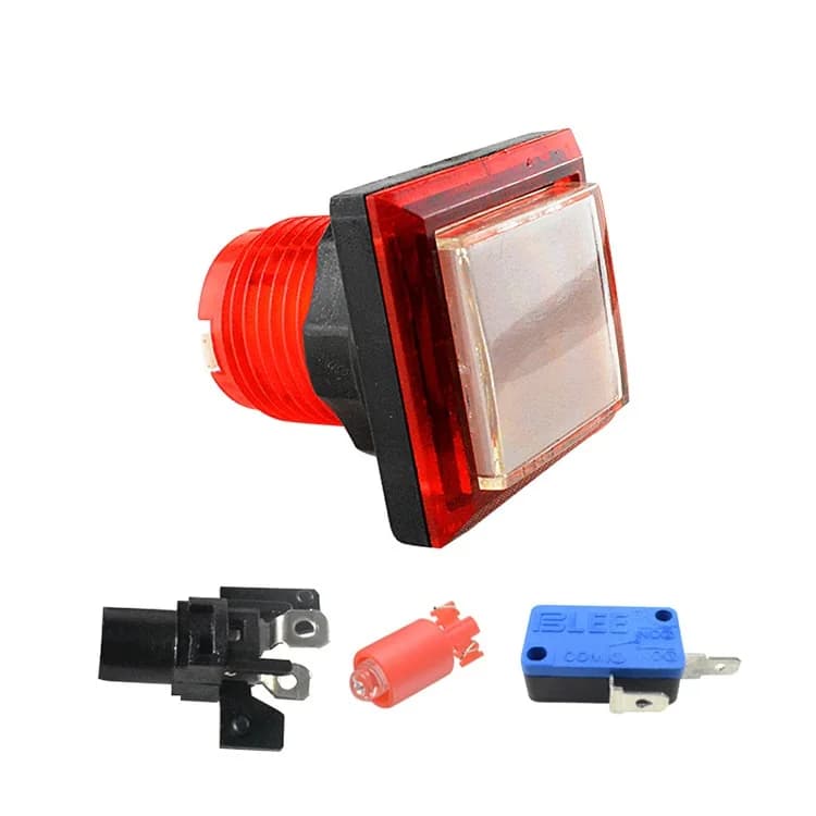 Bouton poussoir carré d'arcade transparent 4.2, lampe LED 12V, micro-interrupteur intégré, 33x33mm,