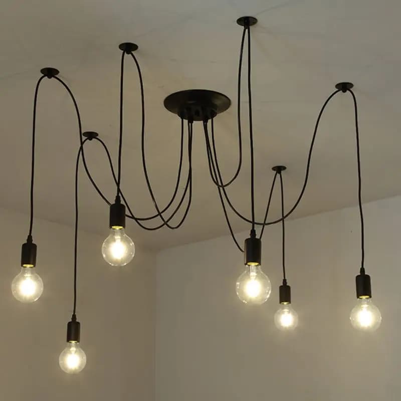 Lustre vintage en forme d'araignée, lampe suspendue rétro, ampoule Edison E27, lampes suspendues ind