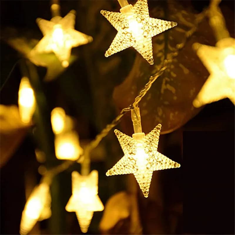 Guirlande lumineuse étoile 10/20/40/80 LED, guirlande scintillante, alimentée à piles, lampe de noël