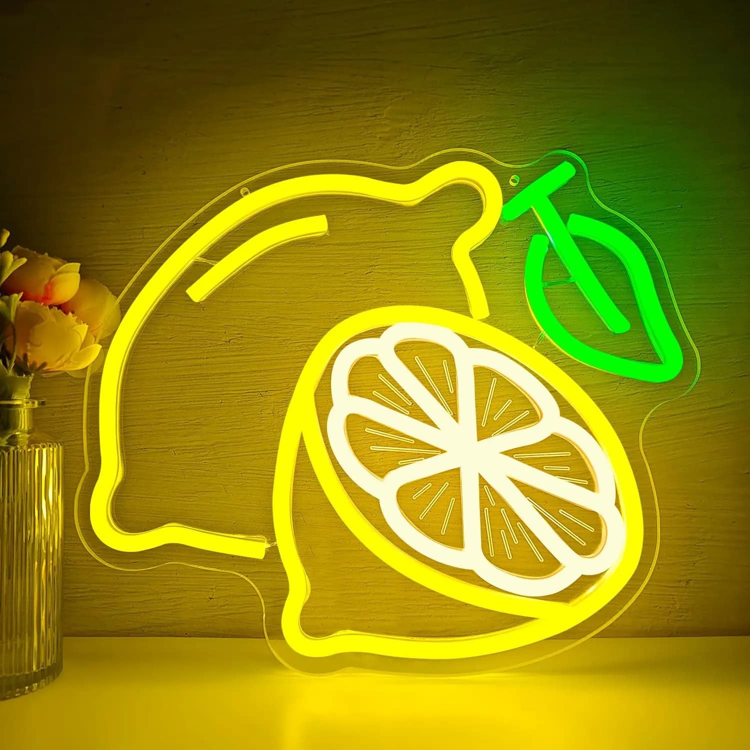 Enseigne au néon citron avec agrumes d'été à intensité variable, lumière LED pour décoration murale,