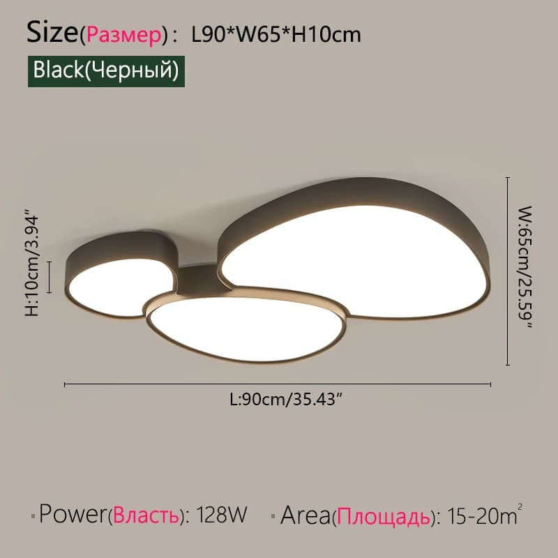 Mdoern nordique LED plafonnier créatif pavé noir plafonnier salon salle à manger chambre décor intér