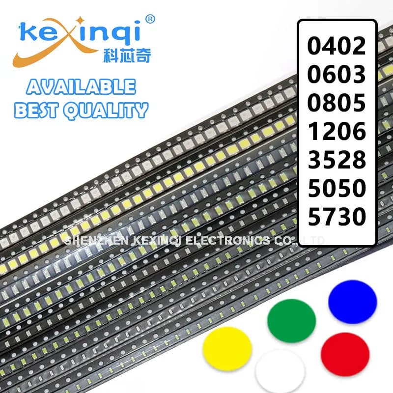100 pcs/lot 0402 0603 0805 1206 3528 5050 5730 3020 3014 4014 SMD LED rouge jaune vert blanc bleu Or