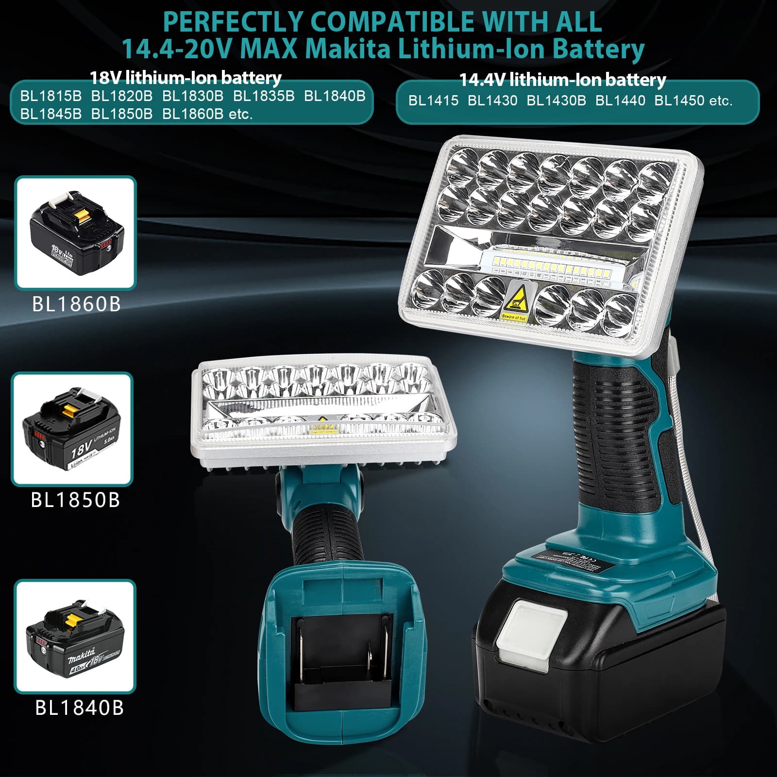 Lampe de travail LED sans fil de 5 pouces pour Makita/Dewalt/Milwaukee/Craftsman/Ryobi/Black&Decker
