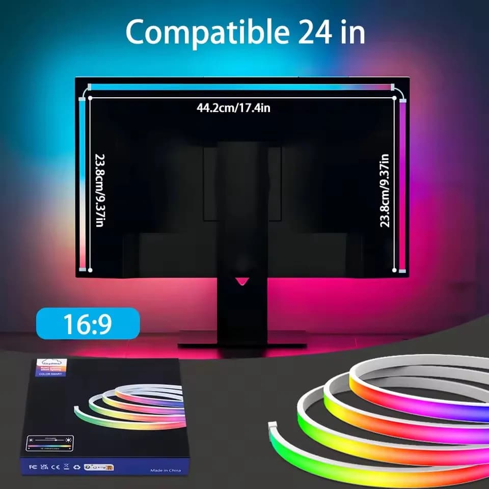 Bande lumineuse LED intelligente pour PC, synchronisation Ambilight, rétroéclairage 5V RGBIC, écran