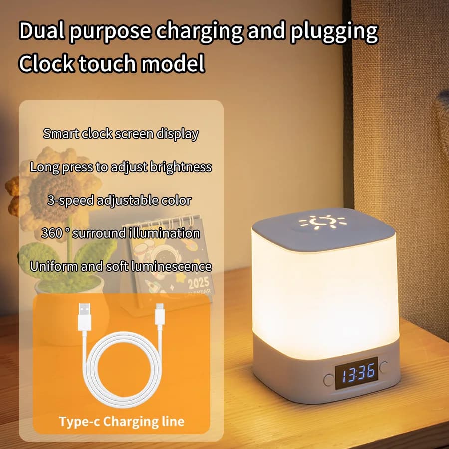 Lampe de chevet LED rechargeable, protection des yeux, lampe de bureau à intensité variable pour cha
