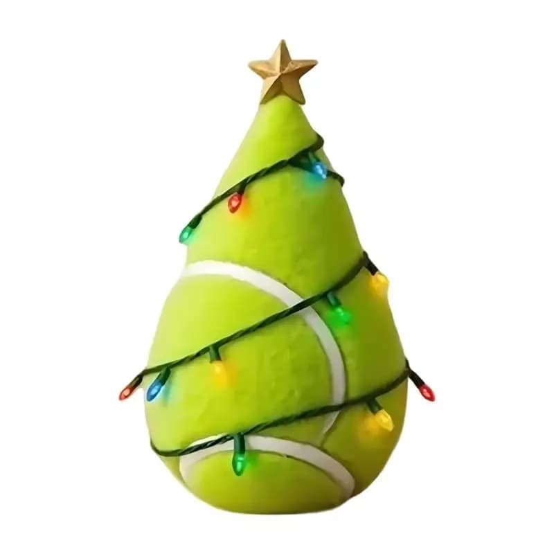 Arbre noël football 652F, décoration d'arbre vacances en résine avec lumière LED colorée