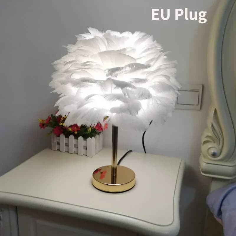 Lampe de Table en plumes moderne, lampe de Table pour chambre à coucher, salon de chevet, café, lumi