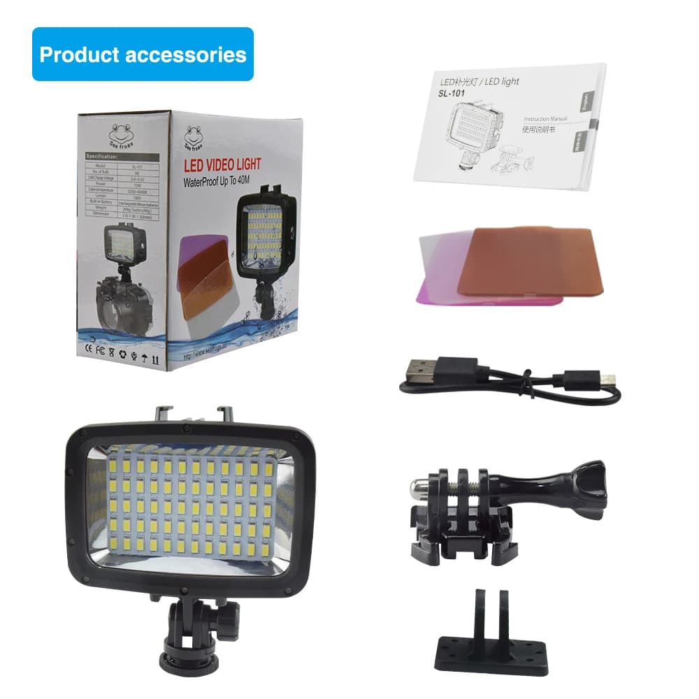 Lampe Flash LED étanche pour plongée sous-marine, 40M, pour Gopro 11/9/10 Dji OSMO Action3/4/5/6, la