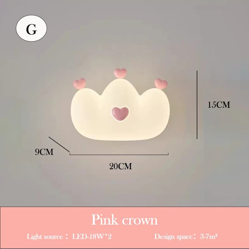 Applique Murale LED en Forme de Couronne Mignonne pour Chambre d'Enfant, Lampe de oral et Rose, Prin