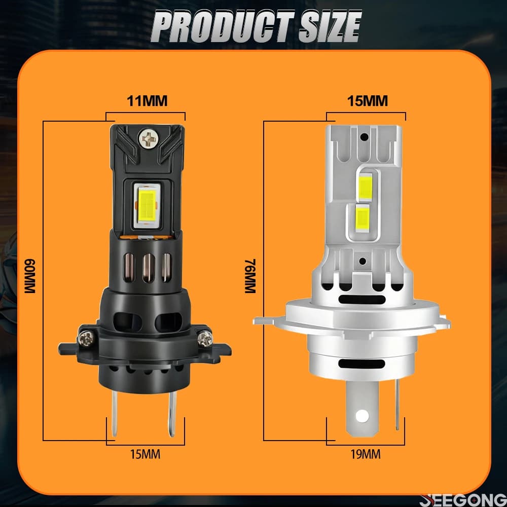 Ampoule de phare LED H7 H4, conception 1:1 de l'ampoule halogène, lumières automobiles avec ventilat