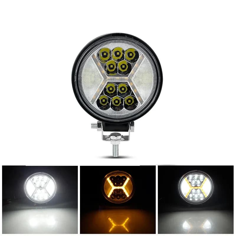 Lampe de travail LED ronde 4 pouces faisceau d'inondation pour tout-terrain 4x4 SUV tracteur camion