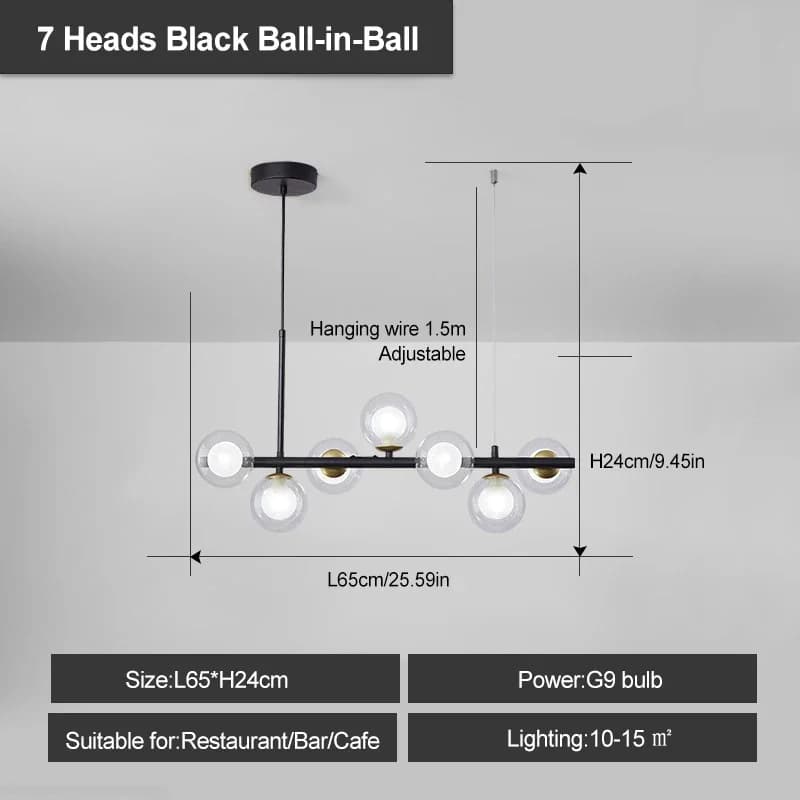 Lampes suspendues modernes en verre noir et or, luminaire décoratif d'intérieur, idéal pour un salon