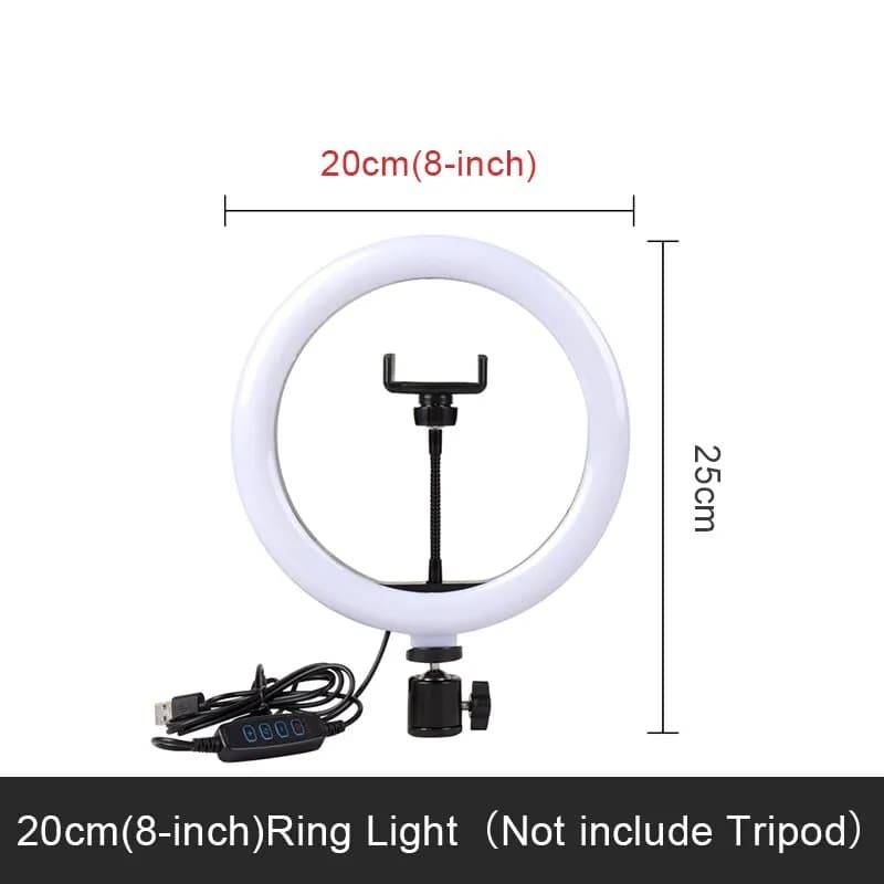 LED Selfie anneau lumière photographie vidéo, trépied en option, 8/10 pouces RingLight avec support