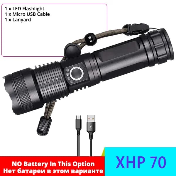 Lampes de poche les plus puissantes, torche LED XHP70 haute puissance, super lumineuse, lanterne rec
