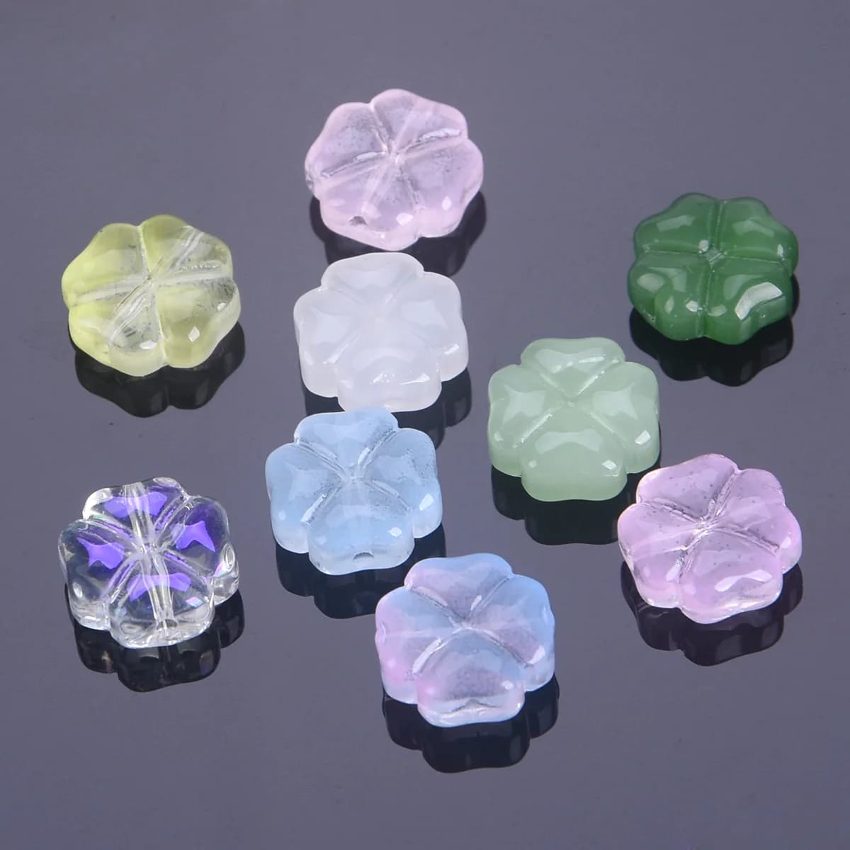 Perles en verre soufflé en forme de trèfle à quatre feuilles, 10mm, 20 pièces, pour la fabrication d