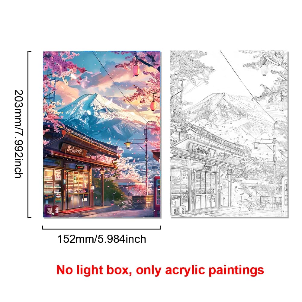 Magnifique cadre photo lumineux Mont Fuji, Japon, Veilleuse LED, Luminaire mural, Décoration d'intér