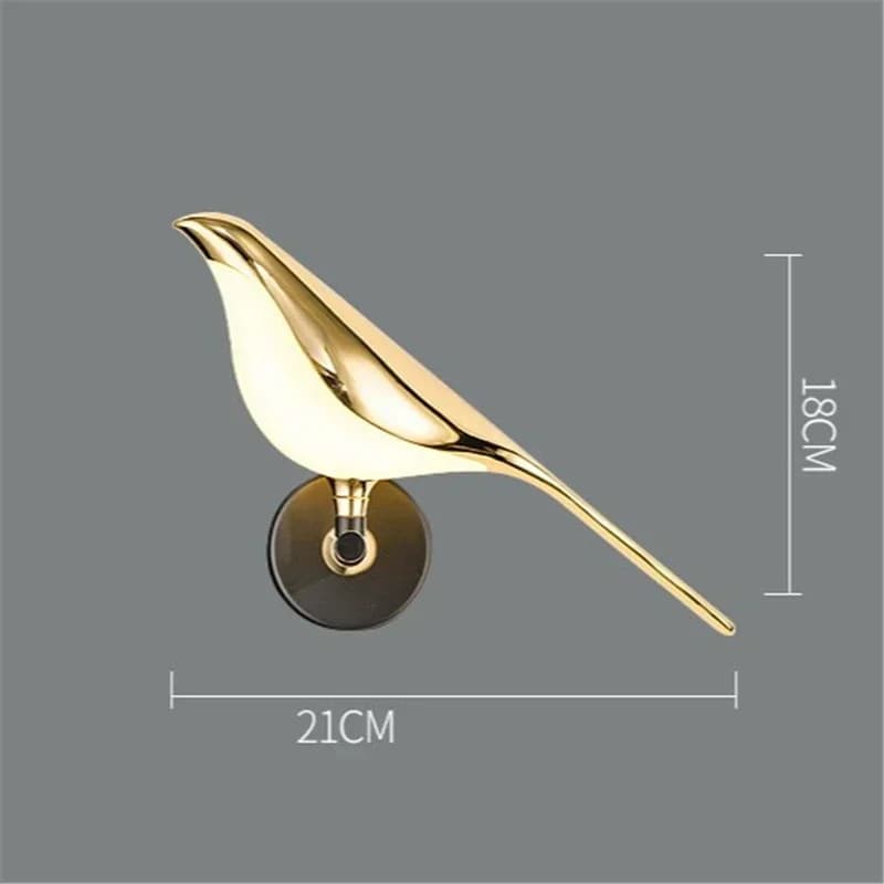 Créatif doré pie oiseau mur LED lampe Restaurant salon hôtel lustre étude chambre chevet décoration
