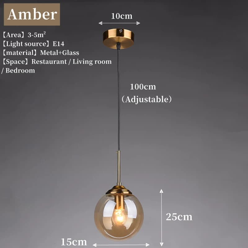 Lustre en métal de luxe moderne nordique créatif LED lampe à suspension en verre salon salle à mange