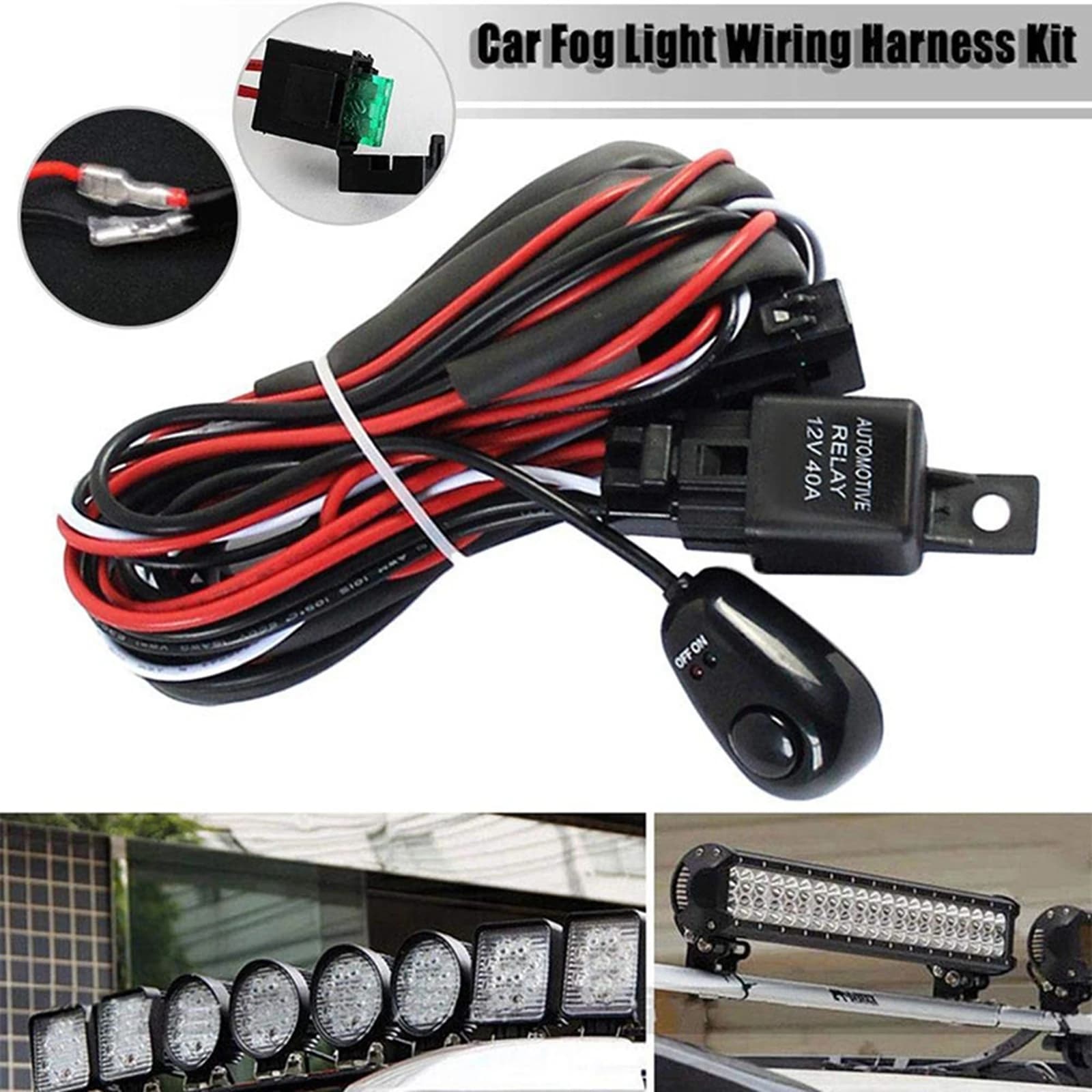 Barre lumineuse de travail LED pour voiture, ensemble de faisceaux de câbles, accessoires pour feux