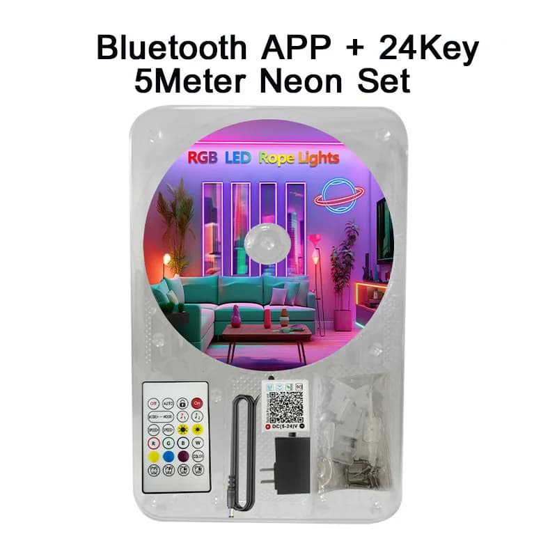 Bande lumineuse LED néon 24V RGB, 5m, 10m, 20m, 30m, application Bluetooth, 24 touches, 44 touches,