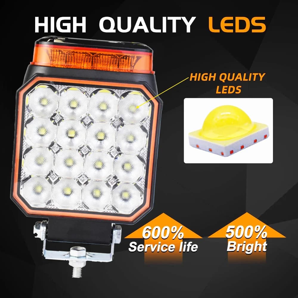 JALN7 4 pouces lumière LED inondation hors route blanc stroboscope ambre Signal balise Flash wplows