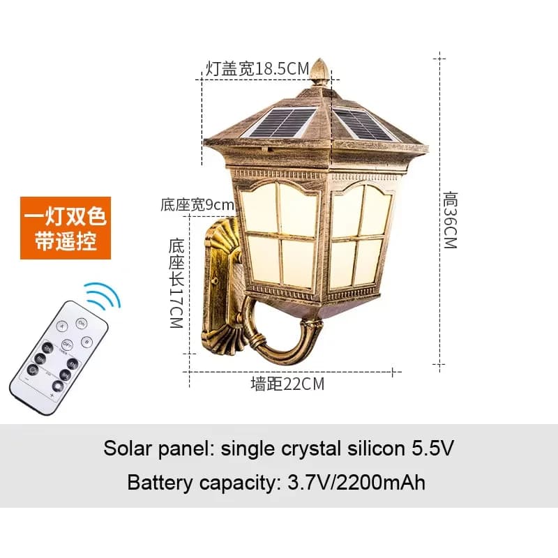 Lumière solaire rétro mur LED lampe lanterne LED solaire applique lumière Villa décor extérieur pays