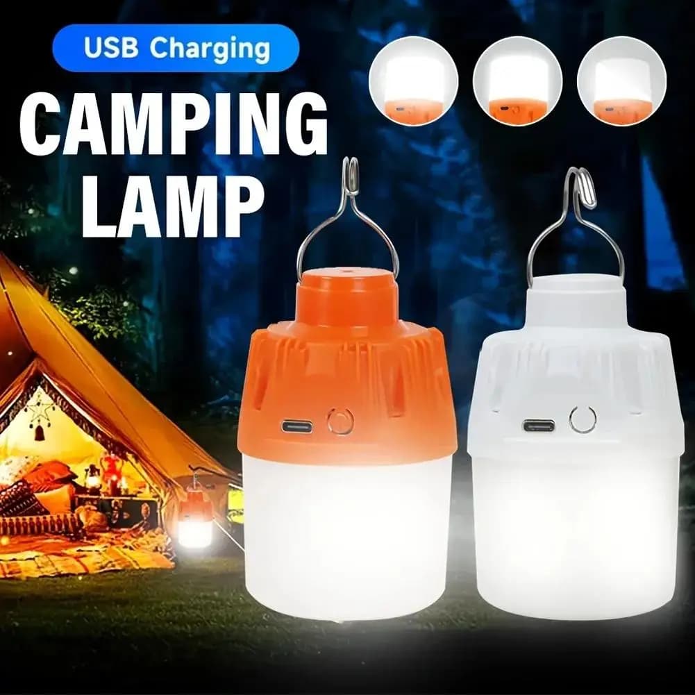 Lampe de camping LED rechargeable par USB, lanterne de tente à intensité réglable avec crochet, lamp