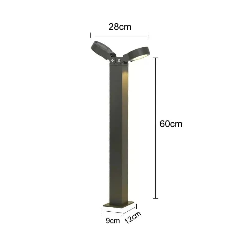 Lampe de jardin en acrylique à double tête pour éclairage extérieur, parc, cour et observation