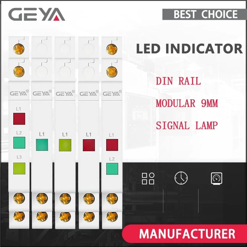 GEYA Din Rail voyant 230V LED lampe de signalisation double feux pilotes indicateur modulaire rouge