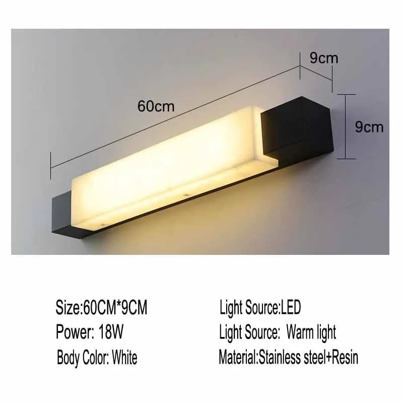Applique murale extérieure moderne étanche en acier inoxydable imitation marbre, lampe murale de lux