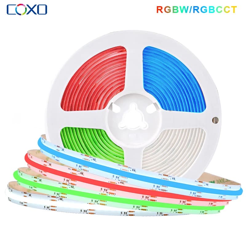 Bande Lumineuse LED COB RGBW RGBCCT à Haute Densité, Éclairage à Intensité Variable, Flexible, RA90