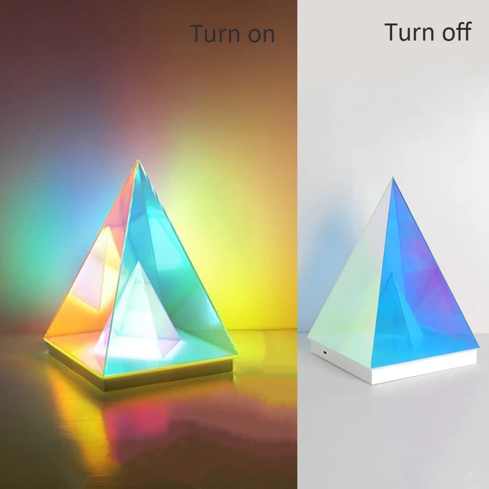Magique LED pyramide Cube veilleuse USB Rechargeable coloré lampes de Table maison chambre atmosphèr